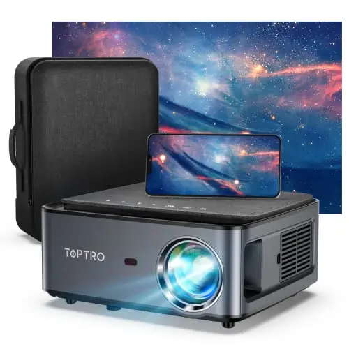 Full HD Beamer mit 5G WiFi und Bluetooth, 1080P für Heimkino, kompatibel mit Fire Stick und Xbox, inkl. Tragetasche
