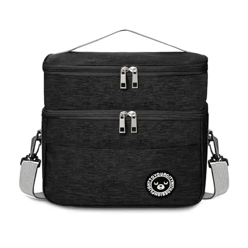 TUXUNQING Kühltasche klein 9,6L, faltbare, isolierte Lunchbox, für Arbeit, Reisen, Büro & Picknick, Schwarz, M