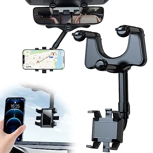CALIYO Handyhalterung für Auto, 360° drehbar, für 3-7 Zoll Handy, Rückspiegelhalterung für Navigation