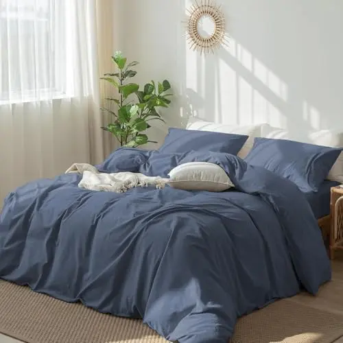 DXHOME Bettwäsche Set 135x200 cm Petrol Blau 4-teilig mit Reißverschluss und 2 Kissenbezügen 80x80 cm