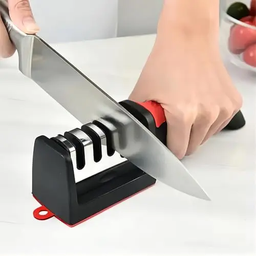Professioneller 3-stufiger Küchenmesserschärfer aus Wolfram und Diamant-Keramik, für Zuhause, Food-Trucks und Restaurants