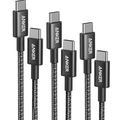 Anker USB-C Kabelset (3er Pack) 1m, 1,8m, 3m, 100W Schnellladekabel für iPhone, Samsung, MacBook, iPad