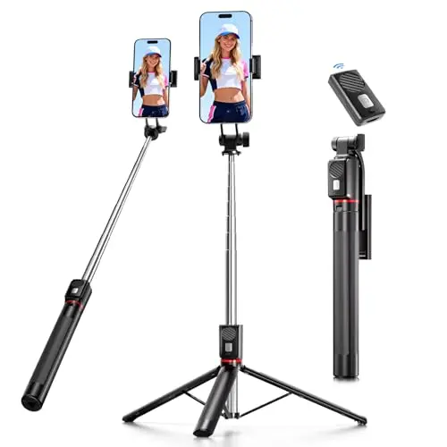 Selfie Stick & Hand-Stativ, 170cm Tragbares Stativ für Smartphones mit Fernbedienung, Kompatibel mit iPhone/Android