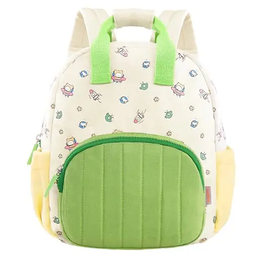 GAGAKU Kinderrucksack für Mädchen und Jungen, 30 cm, geeignet für 2-5 Jahre - Grün Luftschiff