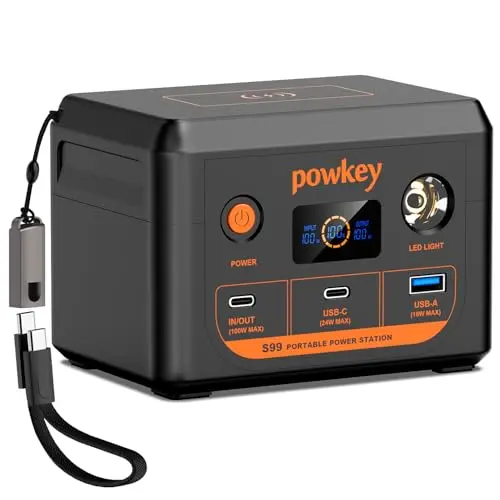 POWKEY Powerbank 30000mAh 96Wh LiFePO4 100W USB-C LED-Licht