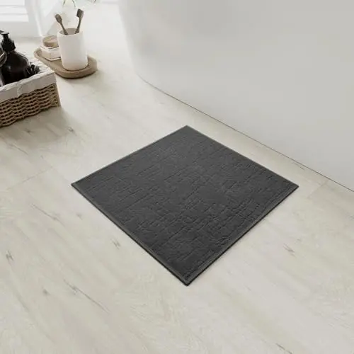 SIXHOME Dunkelgrau Badteppich 53x53cm rutschfest & waschbar für Badezimmer