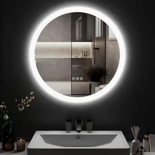 ChillCruiser 700MM runder LED-Badezimmerspiegel mit Touch-Schalter und dimmbarer Hintergrundbeleuchtung