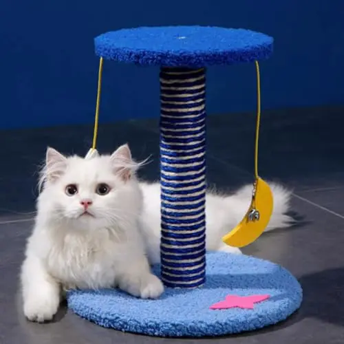 Kleine platzsparende Katzenmöbel mit Kratzbaum und Stern-Mond-Anhängern, Sternenhimmel-Thema, für Katzen unter 4 kg
