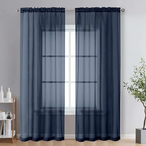 OVZME Extra Lange Vorhänge für französische Tür, Marineblau, 2 Paneele à 42 x 95 Zoll