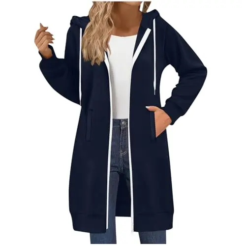 Sweatjacke Damen mit Kapuze Zip Hoodie Oversize Übergangsjacke