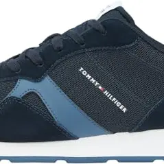 Tommy Hilfiger Herren Runner Sneaker Icon Mix aus Wildleder, Blau (Desert Sky), Größe 40