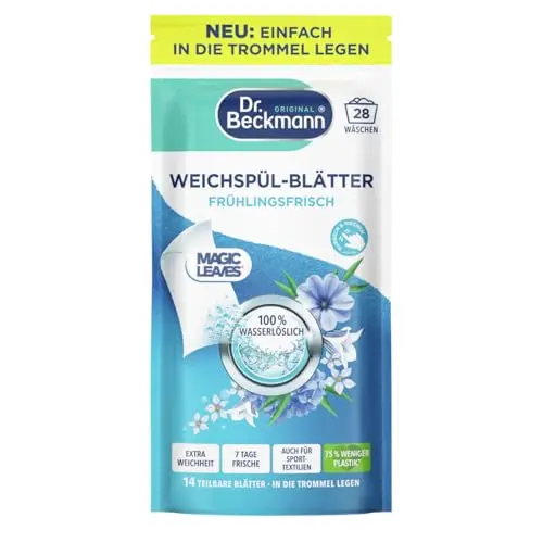 Dr. Beckmann Weichspül-Blätter Frühlingsfrische – 14 Blätter, bis zu 7 Tage Frische, für Sportwäsche & Handtücher