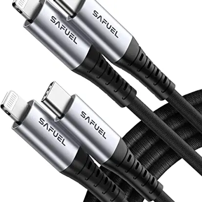 SAFUEL USB C auf Lightning Kabel, MFi-Zertifiziert [2m-2Pack] Schnellladekabel für iPhone 14/13/12/11/Pro/Max, iPad und AirPods