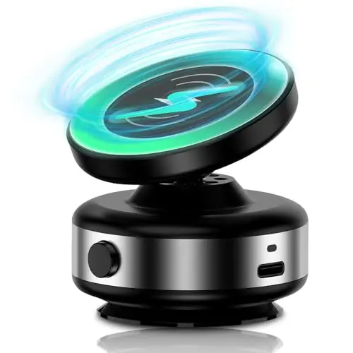 WODHMIEY 15W Wireless Handyhalterung – Magnetisch mit Vakuum-Saugfuß, 360° Kugelgelenk, für iPhone 16-12 & Android, für Auto, Zuhause