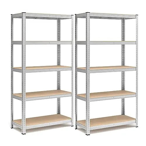 SONGMICS Schwerlastregal 2er Set, Lagerregal mit Stahlgestell, 40 x 90 x 180 cm, bis 875 kg belastbar