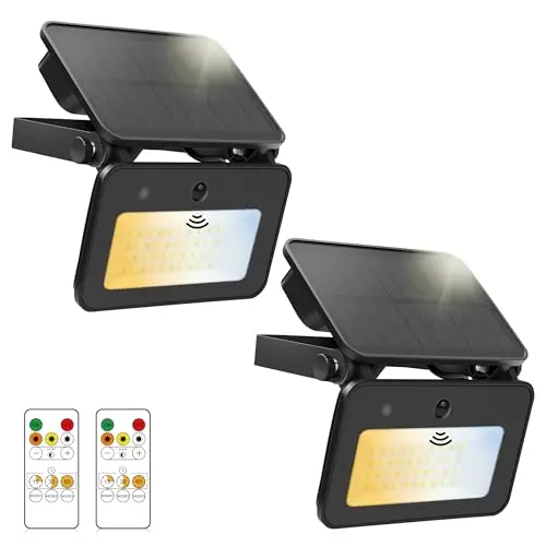 ALUSSO Solarwandleuchte für Garten & Terrasse, IP65, 1000 Lumen, 3 Farbtemperaturen & Modi, mit Bewegungsmelder & Fernbedienung