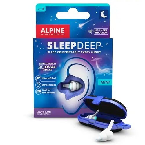 Alpine SleepDeep Ohrstöpsel für Schlaf und Konzentration - 27dB, 3D-Ovalform, Größe S