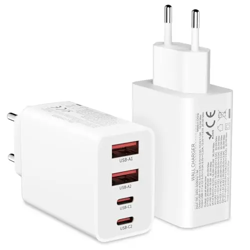 40W USB C Adapter 2er Pack - 4 Ports Schnellladegerät für iPhone 15/14/13/12/11/SE und iPad (ohne Kabel)