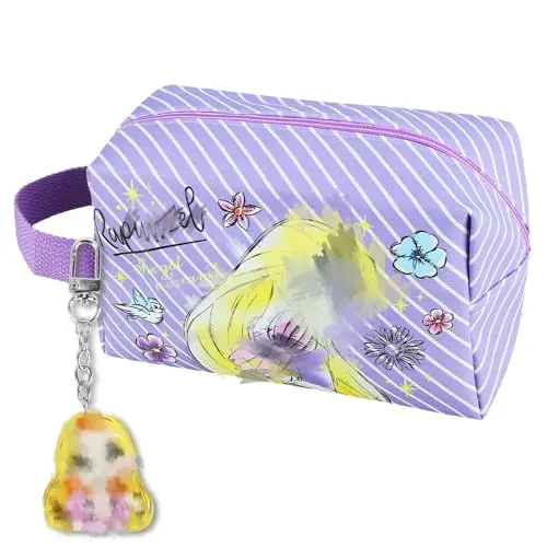 Cartoon Kosmetiktasche für Damen und Mädchen, Mini, Reise- und Kulturtasche mit Schlüsselbund, Geschenk für Kinder