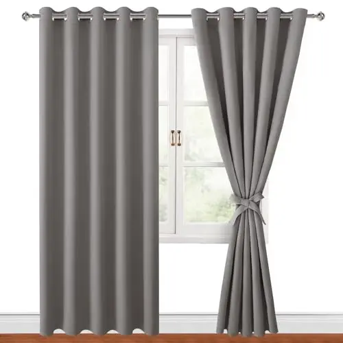 Hiasan Verdunklungsgardinen mit Ösen, blickdicht, grau, 2 Stück, 167 x 228 cm, für Schlafzimmer und Wohnzimmer