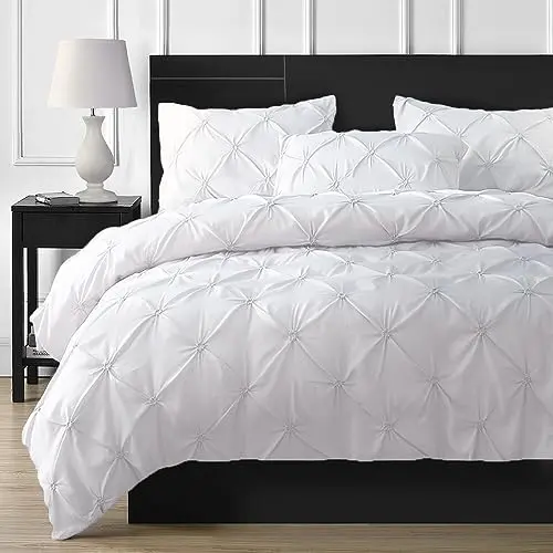 DXHOME Wendebettwäsche 200x200 Weiß Geometrisch, Microfaser mit 2 Kissenbezügen 80x80cm