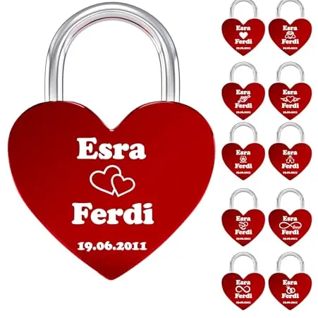 Personalisierte Liebesschloss Armbänder – Rotes, wetterfestes Vorhängeschloss für Paare – Geschenkidee für Valentinstag und Jahrestag