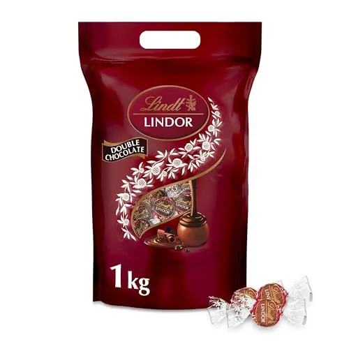 Lindt LINDOR Double Chocolate Schokoladen-Kugeln 1 kg, wiederverschließbar, zartschmelzende Füllung, Geschenkpackung