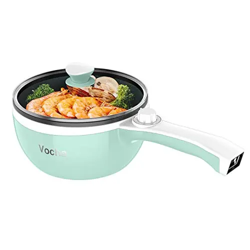 Vocha Elektrische Pfanne, 1,5 L Hot Pot, Tragbare Antihaft-Bratpfanne für Reisen und Wohnheim (Grün)