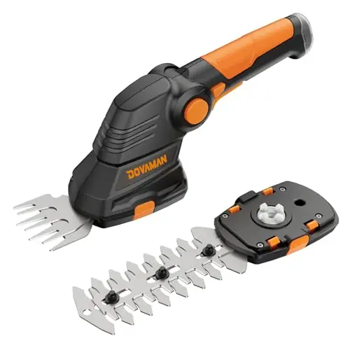 DOVAMAN Akku-Grasschere 3,6V, 3-Positionen-Griff, 1500mAh, USB-Ladekabel, 100 Min. Schnellladung, 3-stufiger Klingentausch, Für Rasen