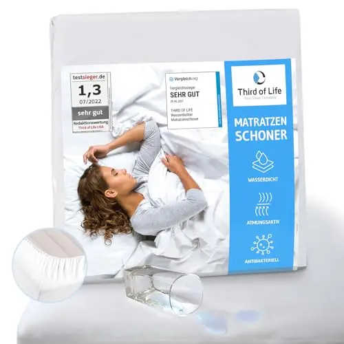 Wasserdichter Matratzenschoner 200 x 200 cm, Atmungsaktive und hygienische Matratzenauflage