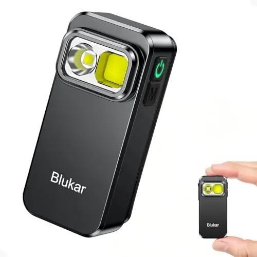 Blukar Taschenlampe LED Aufladbar, 800L Mini Clip Taschenlampe mit 5 Lichtmodi, wasserdicht für Camping und Outdoor