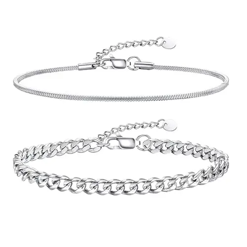 ZoeWei Herren Silberarmband, 2 Stück Edelstahl, perfektes Valentinstagsgeschenk für Männer