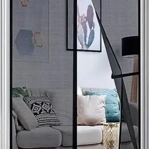 Panngu Fliegengitter Balkontür Magnet 100x240cm ohne Bohren, Insektenschutz Tür Schwarz