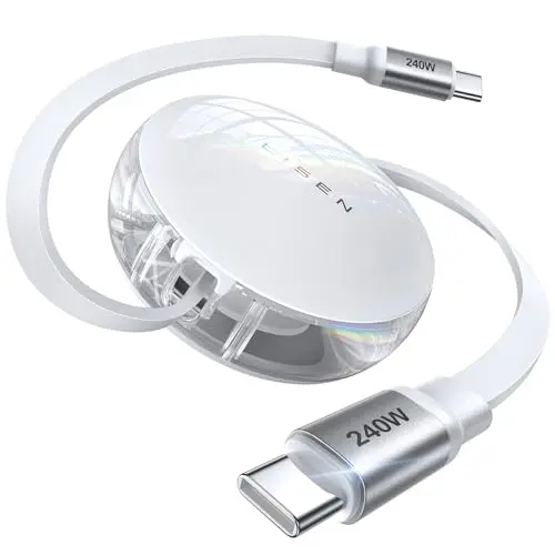 LISEN 240W USB C Schnellladekabel, Einziehbar, kompatibel mit iPhone, Samsung, iPad, MacBook, Huawei, Xiaomi, Nintendo Switch