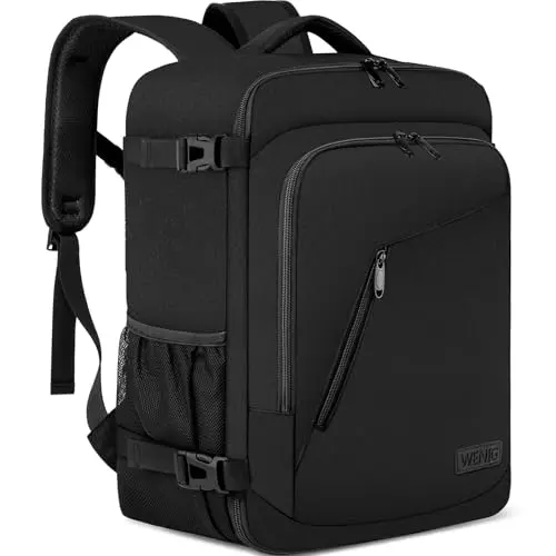 WENIG Handgepäck Rucksack 40x30x20 für Ryanair & Eurowings mit USB Ladeanschluss – 24L, Schwarz