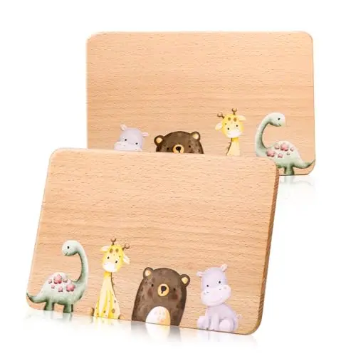 Bedrucktes Frühstücksbrettchen mit Tier-Motiv – Individuelles Holzbrett für Kinder, ideal als Geschenk