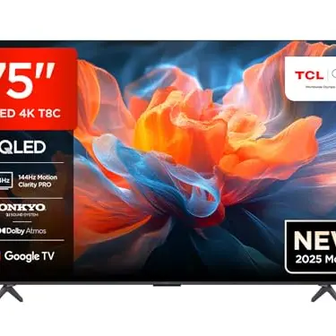TCL 75T8C 75 Zoll QLED Fernseher – 144Hz, 4K UHD, Gaming Smart TV mit Google Assistant
