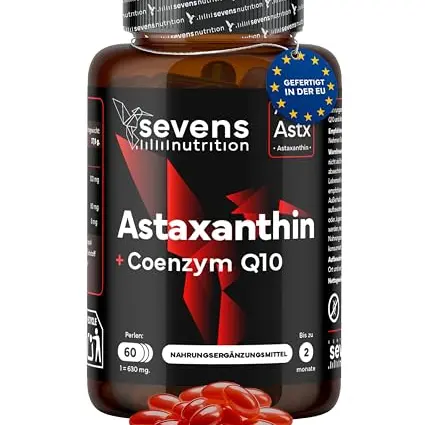 Astaxanthin 8 mg + Coenzym Q10 - AstaPure® - 60 Softgel-Kapseln - 100% natürlich