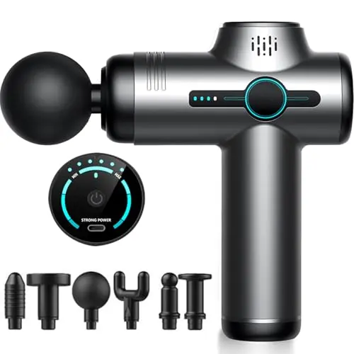 Mini Massagepistole für Nacken und Schultern, leise, wiederaufladbar, 6 Geschwindigkeiten & Köpfe, für Sportler