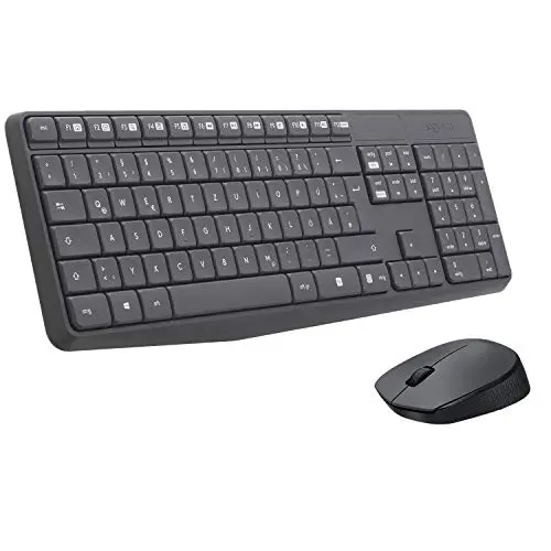 Logitech MK235 Kabelloses Tastatur-Maus-Set mit USB-Empfänger, Deutsches QWERTZ-Layout - Grau