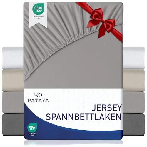 Pataya Spannbettlaken 180x200cm, Oeko-TEX, Baumwollmischung, bis 25cm, für Boxspringbett und Matratze, Grau