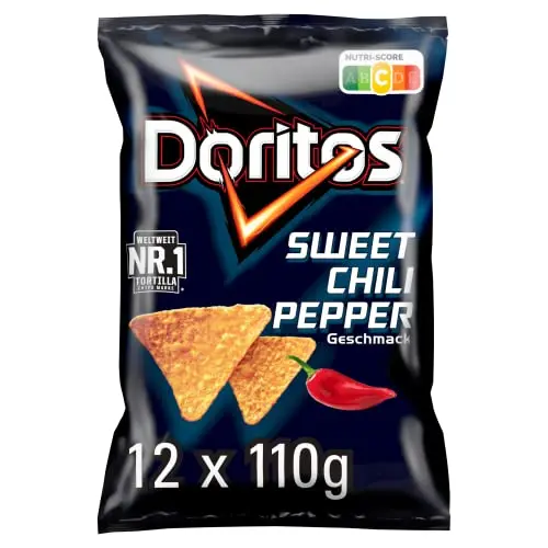 Doritos Sweet Chili Pepper - Tortilla Nachos mit Chili-Geschmack, Snack aus Mais (12 x 110g)