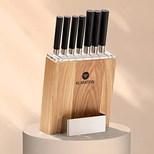 Klarstein 7-teiliges Messerblock-Set mit Holzblock, für Profiköche, scharfe Küchenmesser