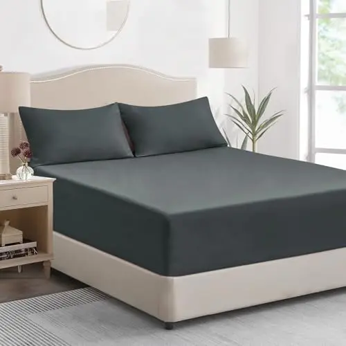 Tifschlaf Spannbettlaken 180x200cm grau - Weich Mikrofaser, 30 cm Tiefe