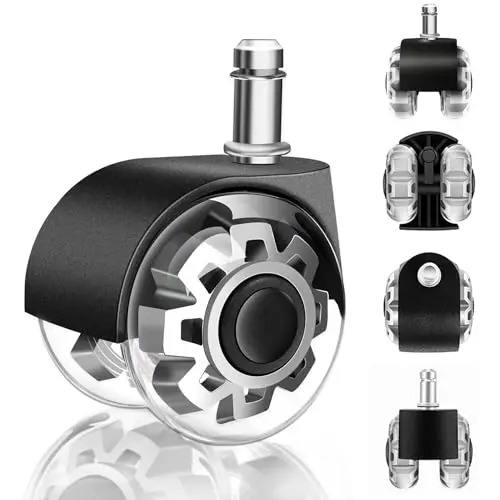 WECUTE Bürostuhl Rollen 5er Set, 11x22mm, 360° Drehung, für Teppich, Parkett und Fliesen
