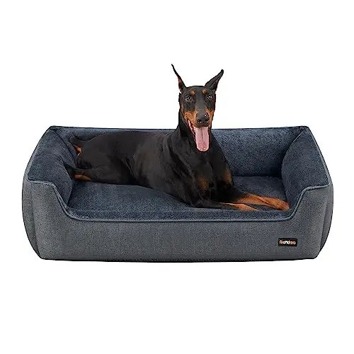 Feandrea Hundebett XXL, rutschfest, abnehmbarer Bezug, für große Hunde, 120 x 90 x 30 cm, dunkelgrau