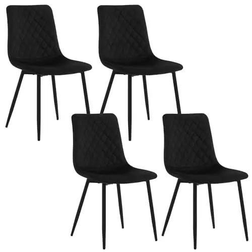 EUGAD Esszimmerstühle 4er Set, Samt Schwarz