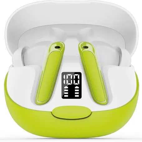 Puqo Bluetooth Kopfhörer, Kabellose In-Ear Ohrhörer, IPX7 Wasserdicht, Touch-Steuerung, Gelb-Grün