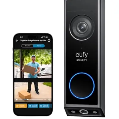 eufy Security Video-Türklingel E340, Dual-Kamera, 2K HD Farb-Nachtsicht, kabel- oder akkubetrieben
