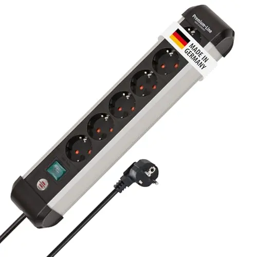 Brennenstuhl Premium-Alu-Line 6-Fach Steckdosenleiste, 3m